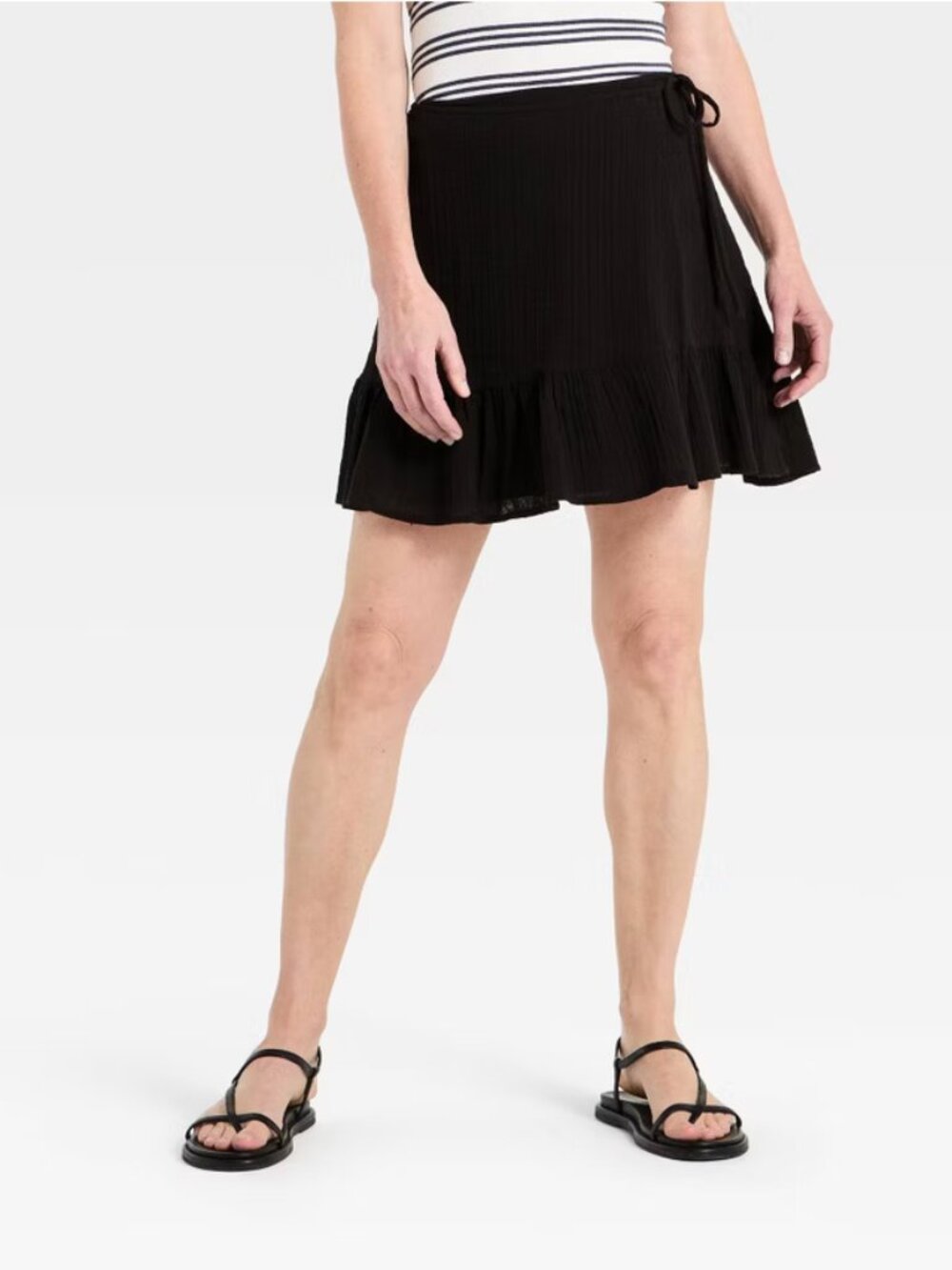 Women's Cotton Mini Wrap Skirt - Universal Threads Black L